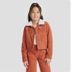 New Girls rust colored Sherpa lined corduroy jacket